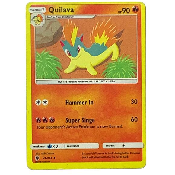 Pokémon TCG Quilava Sun & Moon Lost Thunder 41/214 Uncommon, Illus. Miki Tanaka - Picture 1 of 3